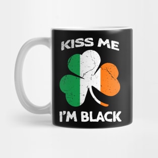 Kiss Me I'm Black Ireland Flag Shamrock St Patrick's Day Mug